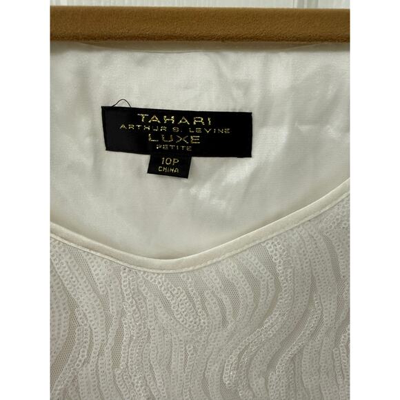Tahari Arthur S. Levine Luxe Petite 10P white sequence tank top side zipper - Picture 4 of 6